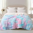 thumbnail image 1 of Exclusivo Mezcla Fuzzy Faux Fur Bed Blanket King Size, Reversible Shaggy Sherpa Fleece Blankets,Fluffy Plush Warm Throws for Couch, Bed, 90X104 Inches, Gradient Aqua, 1 of 8