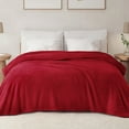 thumbnail image 1 of Exclusivo Mezcla King Size Flannel Fleece Blanket, Super Soft Velvet Plush Bed Blanket, 90x104 Inches, Deep Red, 1 of 8