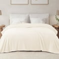 thumbnail image 1 of Exclusivo Mezcla King Size Flannel Fleece Blanket, Super Soft Velvet Plush Bed Blanket, 90x104 Inches, Ivory, 1 of 8