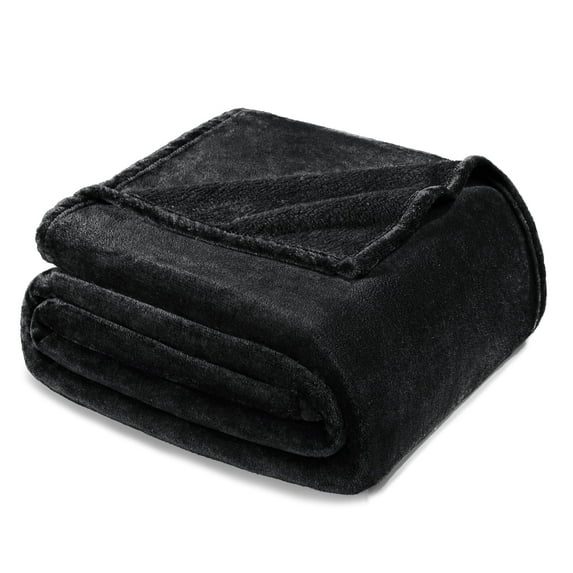 Exclusivo Mezcla King Size Flannel Fleece Velvet Plush Bed Blanket as Bedspread, Coverlet, Bed Cover (90"x104", Black)