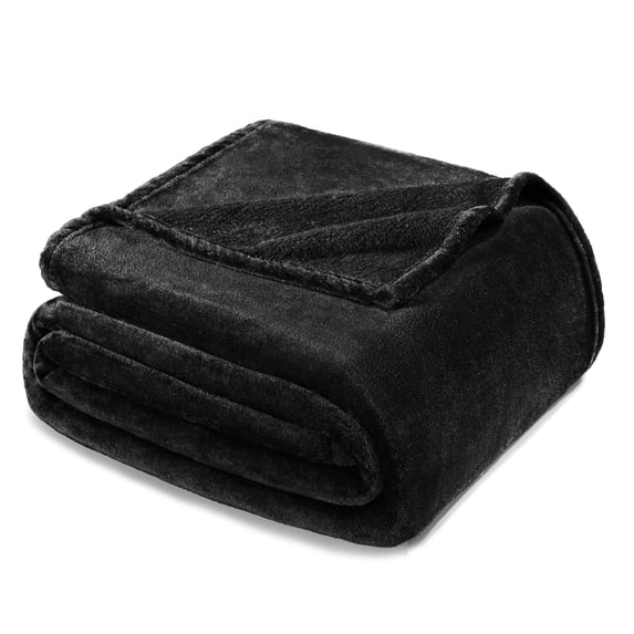 Exclusivo Mezcla King Size Flannel Fleece Velvet Plush Bed Blanket as Bedspread, Coverlet, Bed Cover (90"x104", Black)