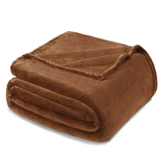 Exclusivo Mezcla King Size Flannel Fleece Velvet Plush Bed Blanket as Bedspread, Coverlet, Bed Cover (90"x104", Brown)
