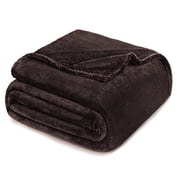 Exclusivo Mezcla King Size Flannel Fleece Velvet Plush Bed Blanket as Bedspread, Coverlet, Bed Cover (90"x104", Coffee)