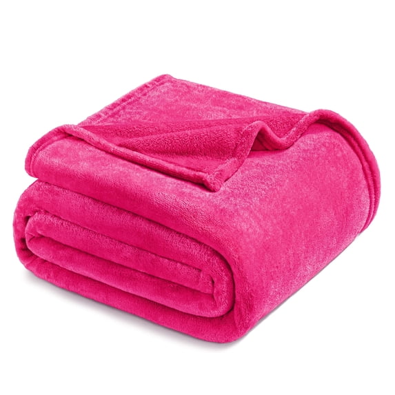 Exclusivo Mezcla King Size Flannel Fleece Velvet Plush Bed Blanket as Bedspread, Coverlet, Bed Cover (90"x104", Hot Pink)