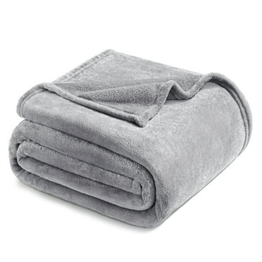 Exclusivo Mezcla King Size Flannel Fleece Velvet Plush Bed Blanket as Bedspread, Coverlet, Bed Cover (90"x104", Light Gray)
