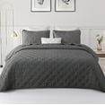 thumbnail image 1 of Exclusivo Mezcla King Size Quilt Bedding Set, Lightweight Soft Grey King Bedspreads Coverlets with Geometric Stitched Pattern, 1 of 8