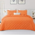 thumbnail image 1 of Exclusivo Mezcla King Size Quilt Bedding Set, Lightweight Soft Orange King Bedspreads Coverlets with Geometric Stitched Pattern, 1 of 8