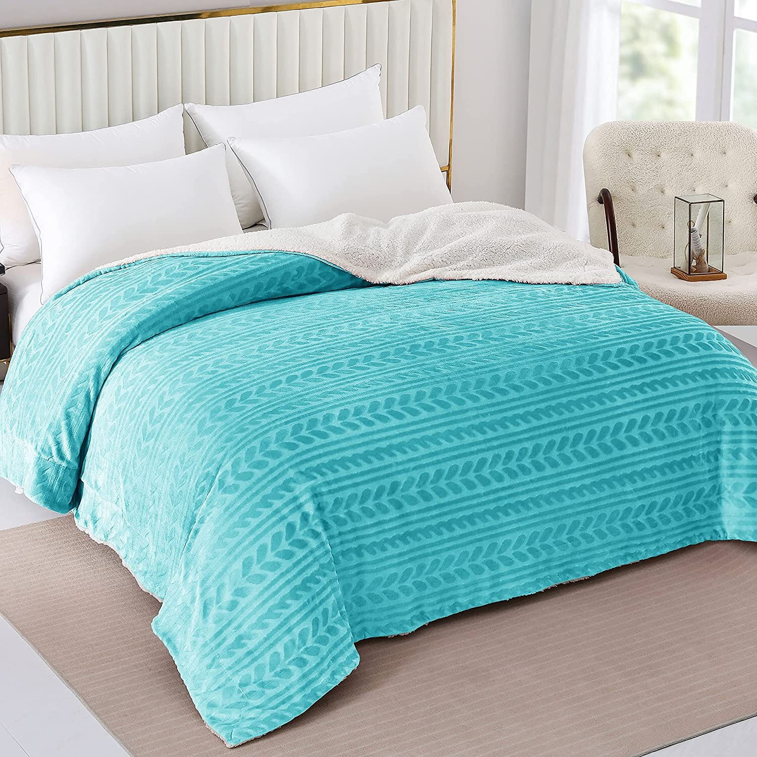 Exclusivo Mezcla King Size Sherpa Fleece Bed Blanket Ultra Soft
