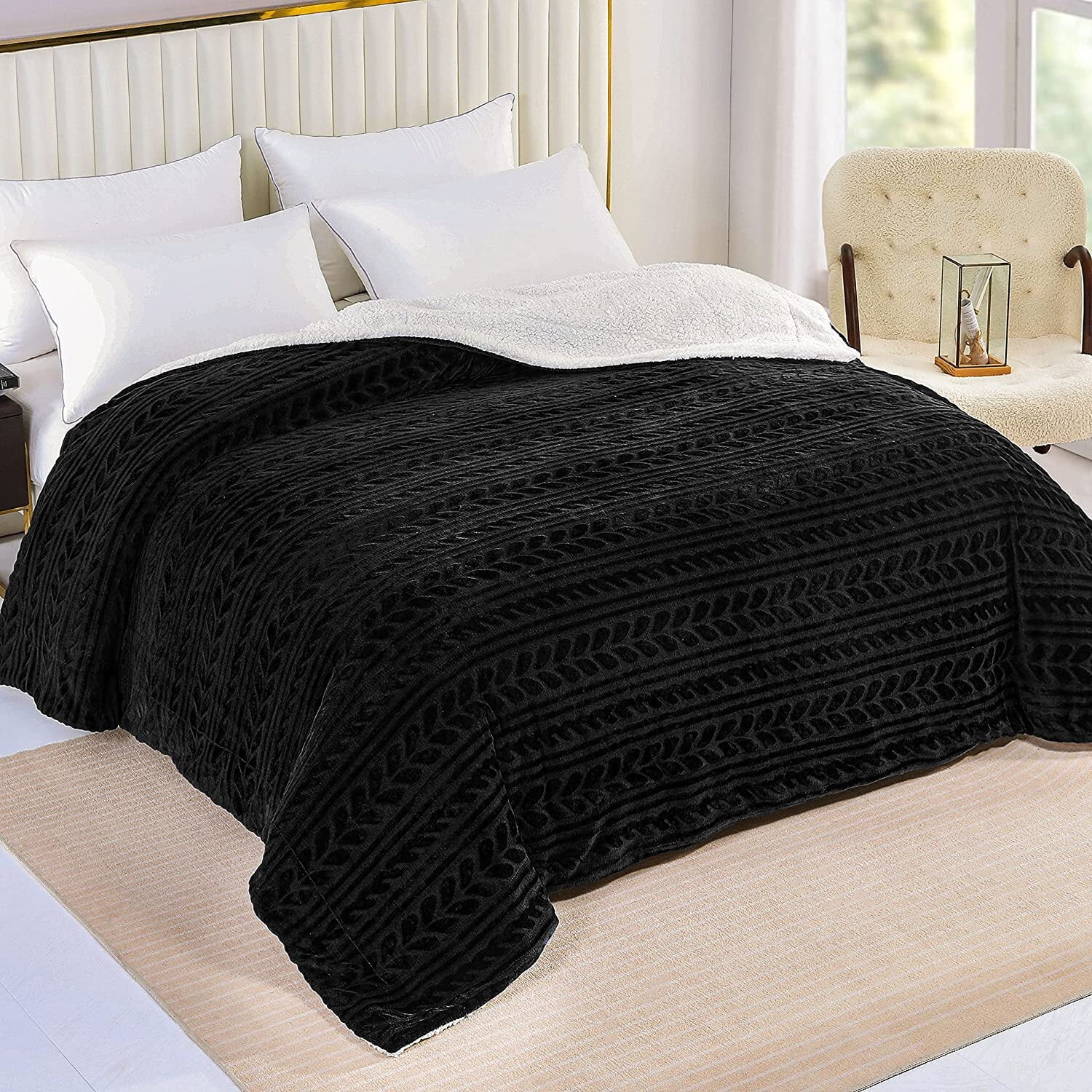 Exclusivo Mezcla King Size Sherpa Fleece Bed Blanket, Ultra Soft and