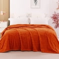thumbnail image 1 of Exclusivo Mezcla King Size Soft Fleece Blanket, 90"x104" Stylish Jacquard Velvet Blanket for Bed, Cozy Soft Lightweight for All Season, Burnt Orange, 1 of 10
