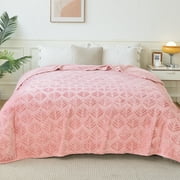 Exclusivo Mezcla King size Fleece Blanket for Bed, Super Soft and Warm Pink Blankets for All Seasons, Plush Fuzzy and Thick Flannel Fleece Bed Blanket, 90x104 Inch