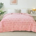 thumbnail image 1 of Exclusivo Mezcla King Size Fleece Blanket for Bed, Leaves Pattern Super Soft and Cozy Blankets, Plush Fuzzy Lightweight, Pink, 90"x104", 1 of 7