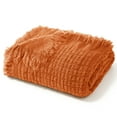 thumbnail image 1 of Exclusivo Mezcla Knitted Twin Size Blanket with Fringes for Bed, Soft and Warm Textured Blanket for All Season, Lightweight Breathable Living Room Bedding, Burnt Orange, 60”x80”, 1 of 7