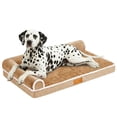 thumbnail image 1 of Exclusivo Mezcla Large Orthopedic Dog Bed, Luxury Striped Jacquard Pet Bed Sofa, Waterproof and Washable, 42"X28", Brown, 1 of 10