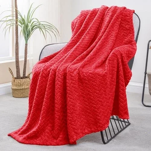 Exclusivo Mezcla Large Flannel Fleece Throw Blanket, 50X70 Inches Soft Jacquard