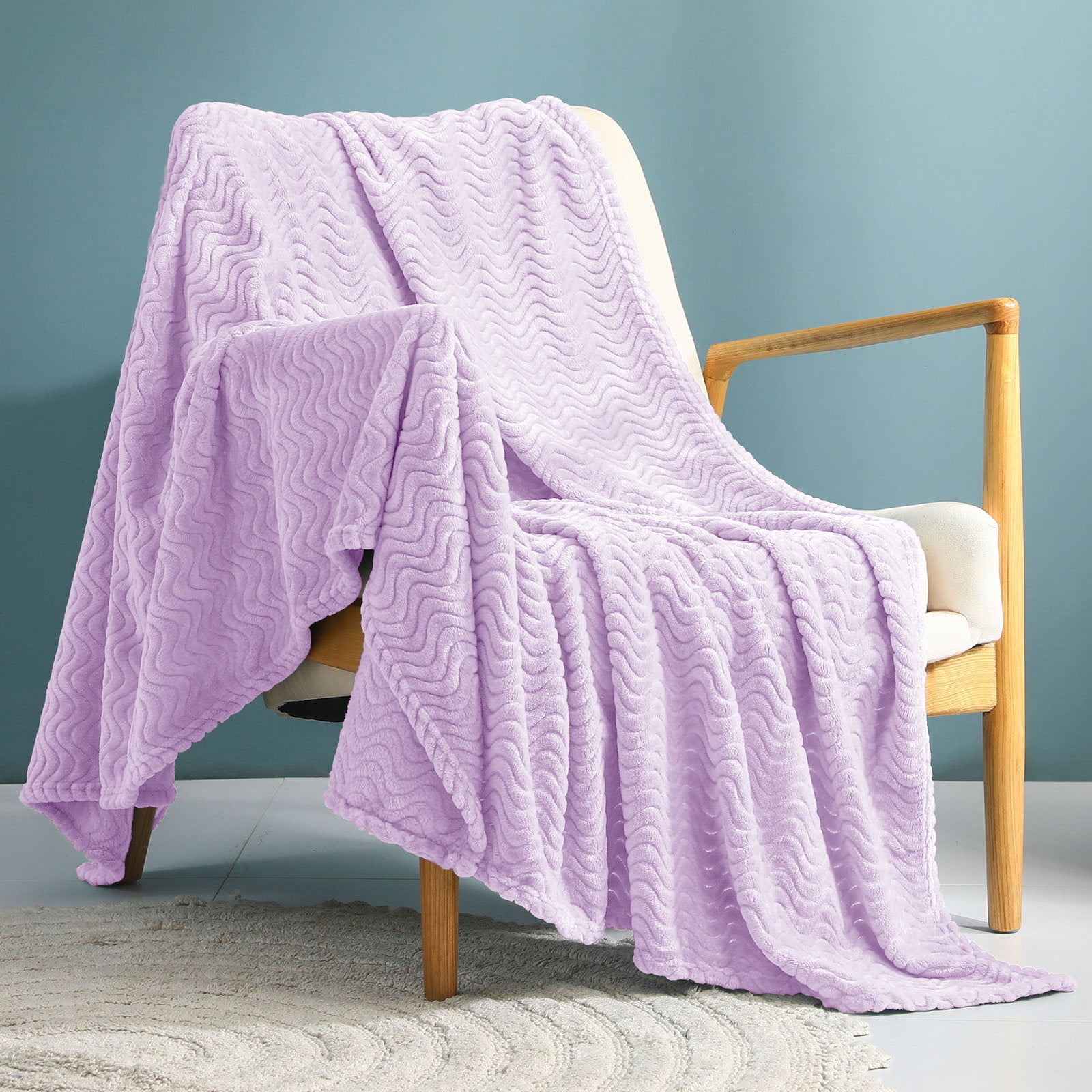 Exclusivo Mezcla Large Flannel Fleece Throw Blanket, Jacquard Weave Wave Pattern Blanket (50 Exclusivo Mezcla Large Flannel Fleece Throw Blanket, Jacquard Weave Wave Pattern Blanket (50