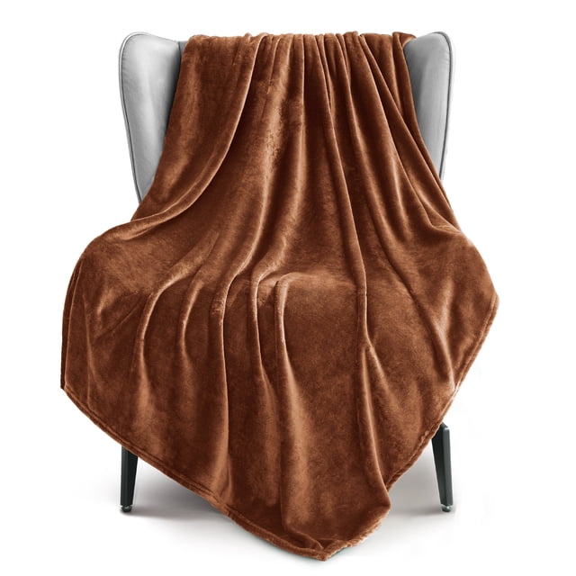 Exclusivo Mezcla Fleece Throw Blanket for Couch, Sofa, 300GSM Super Soft and Warm Blankets, Brown Throw All Season Use, Cozy, Plush, Lightweight, 50x60 Inches