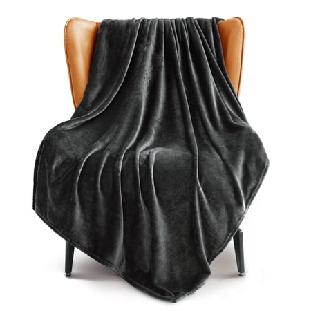 Exclusivo Mezcla Fleece Throw Blanket for Couch, Sofa, 300GSM Super Soft and Warm Blankets, Dark Grey Throw All Season Use, Cozy, Plush, Lightweight, 50x60 Inches