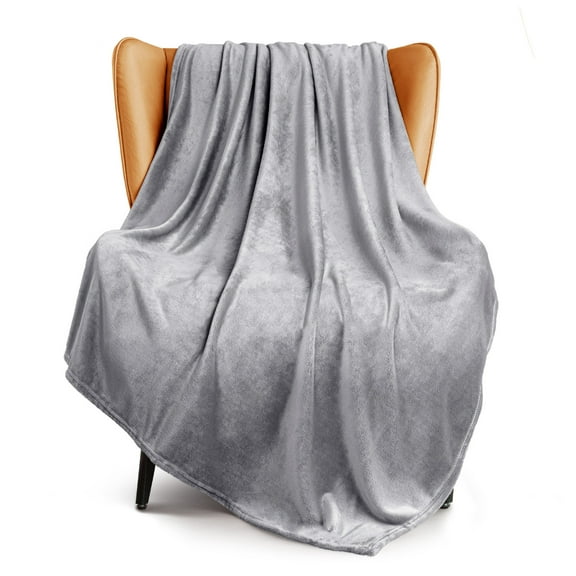 Exclusivo Mezcla Fleece Throw Blanket for Couch, Sofa, 300GSM Super Soft and Warm Blankets, Light Grey Throw All Season Use, Cozy, Plush, Lightweight, 50x60 Inches
