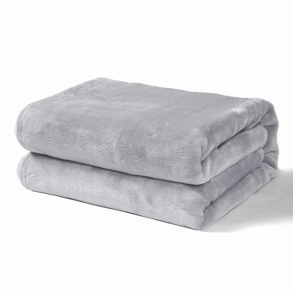 Exclusivo Mezcla Fleece Throw Blanket for Couch, Sofa, 300GSM Super Soft and Warm Blankets, Light Grey Throw All Season Use, Cozy, Plush, Lightweight, 50x60 Inches