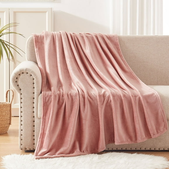 Exclusivo Mezcla Large Flannel Fleece Velvet Plush Throw Blanket - 50" x 60" (Pink)