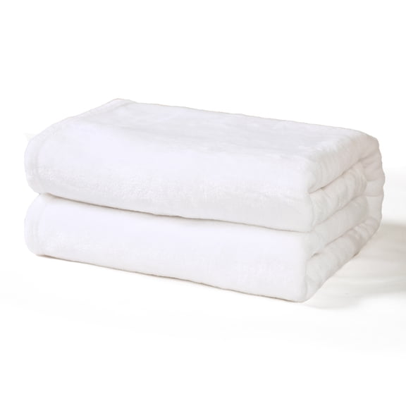 Exclusivo Mezcla Fleece Throw Blanket for Couch, Sofa, 300GSM Super Soft and Warm Blankets, White Throw All Season Use, Cozy, Plush, Lightweight, 50x60 Inches