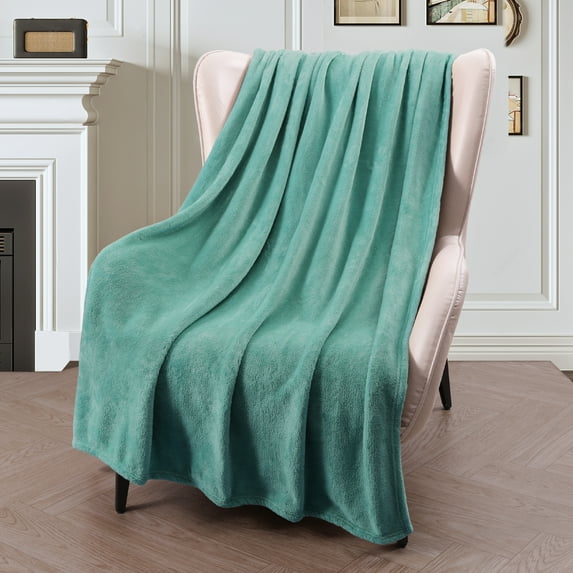 Exclusivo Mezcla Large Flannel Fleece Velvet Plush Throw Blanket - 50" x 70" (Celadon)