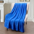 thumbnail image 1 of Exclusivo Mezcla Large Flannel Fleece Velvet Plush Throw Blanket - 50" x 70" (Cobalt Blue), 1 of 7