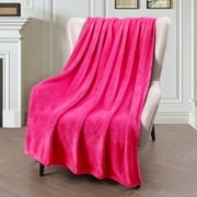 Exclusivo Mezcla Large Flannel Fleece Velvet Plush Throw Blanket - 50" x 70" (Hot Pink)