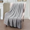thumbnail image 1 of Exclusivo Mezcla Large Flannel Fleece Velvet Plush Throw Blanket - 50" x 70" (Light Grey), 1 of 7