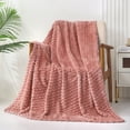 thumbnail image 1 of Exclusivo Mezcla Large Soft Fleece Throw Blanket, 50"x70" Stylish Jacquard Throw Blanket for Couch, Cozy, Warm, Lightweight Dusty Pink Blanket, 1 of 10