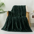 thumbnail image 1 of Exclusivo Mezcla Large Soft Fleece Throw Blanket, 50"x70" Stylish Jacquard Throw Blanket for Couch, Cozy, Warm, Lightweight Forest Green Blanket, 1 of 9