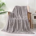 thumbnail image 1 of Exclusivo Mezcla Large Soft Fleece Throw Blanket, 50"x70" Stylish Jacquard Throw Blanket for Couch, Cozy, Warm, Lightweight Light Grey Blanket, 1 of 10