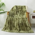 thumbnail image 1 of Exclusivo Mezcla Large Soft Fleece Throw Blanket, 50"x70" Stylish Jacquard Throw Blanket for Couch, Cozy, Warm, Lightweight Tie-dye Olive Green Blanket, 1 of 10