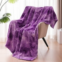 Exclusivo Mezcla Large Soft Fleece Throw Blanket, 50x70 Inches Stylish Jacquard Throw Blanket for Couch, Cozy, Warm, Lightweight and Decorative Purple Blanket