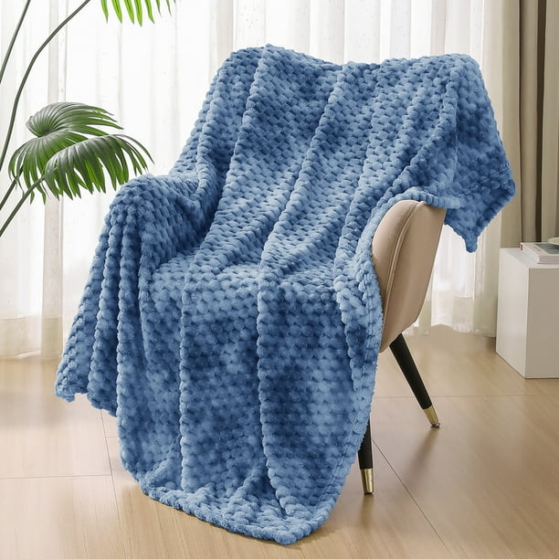 Exclusivo Mezcla Large Soft Fleece Throw Blanket 50x70 Inches Stylish Jacquard Throw Blanket for Couch Cozy Warm Lightweight and Decorative Stone Blue Blanket Walmart Business Supplies