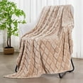 thumbnail image 1 of Exclusivo Mezcla Large Soft Throw Blanket for Couch, 50x70 Inches Diamond Geometry Pattern Velvet Fleece Blanket, Cozy, Warm and Lightweight Camel Blanket, 1 of 7