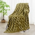 thumbnail image 1 of Exclusivo Mezcla Large Soft Throw Blanket for Couch, 50x70 Inches Diamond Geometry Pattern Velvet Fleece Blanket, Cozy, Warm and Lightweight Olive Green Blanket, 1 of 7