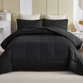 thumbnail image 1 of Exclusivo Mezcla Lightweight Reversible 2-Piece Comforter Set All Seasons, Down Alternative Comforter with 1 Pillow Sham, Twin Size, Black, 1 of 8
