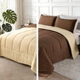 thumbnail image 1 of Exclusivo Mezcla Lightweight Reversible 3-Piece Comforter Set All Seasons, Down Alternative Comforter with 2 Pillow Shams, Queen Size, Brown/ Khaki, 1 of 9