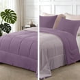 thumbnail image 1 of Exclusivo Mezcla Lightweight Reversible 3-Piece Comforter Set All Seasons, Down Alternative Comforter with 2 Pillow Shams, Queen Size, Dusty Lavender/Lilac Ash, 1 of 9