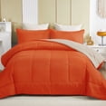 thumbnail image 1 of Exclusivo Mezcla Lightweight Reversible 3-Piece Comforter Set All Seasons, Down Alternative Comforter with 2 Pillow Shams, King Size, Burnt Orange/Brich Beige, 1 of 7