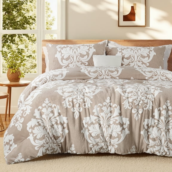 Exclusivo Mezcla Luxury Fuzzy Twin Comforter Set, 2 Pieces Boho Soft Warm Camel Comforters, Reversible Flannel Fluffy Bedding Comforter Sets for All Seasons