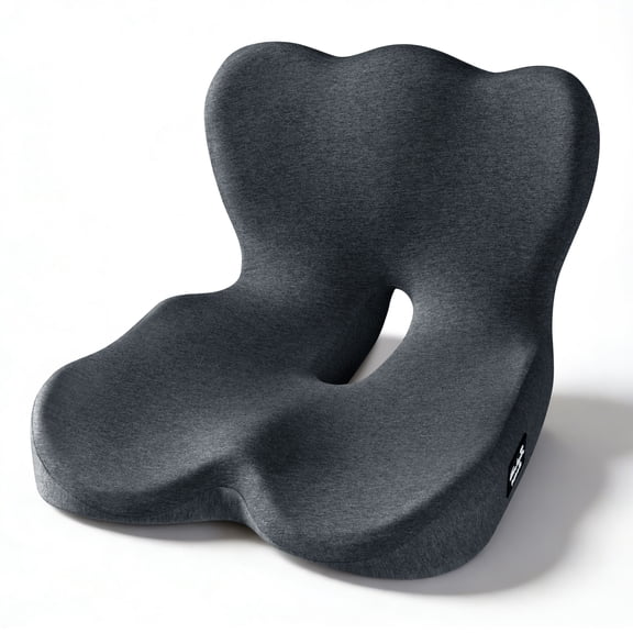 Exclusivo Mezcla Memory Foam Seat Cushion - Ergonomic Lumbar Support Pillow for Office Chair and Car Seat, Non-Slip Pad Cushions for Tailbone Pain Relief and Back Support, Black