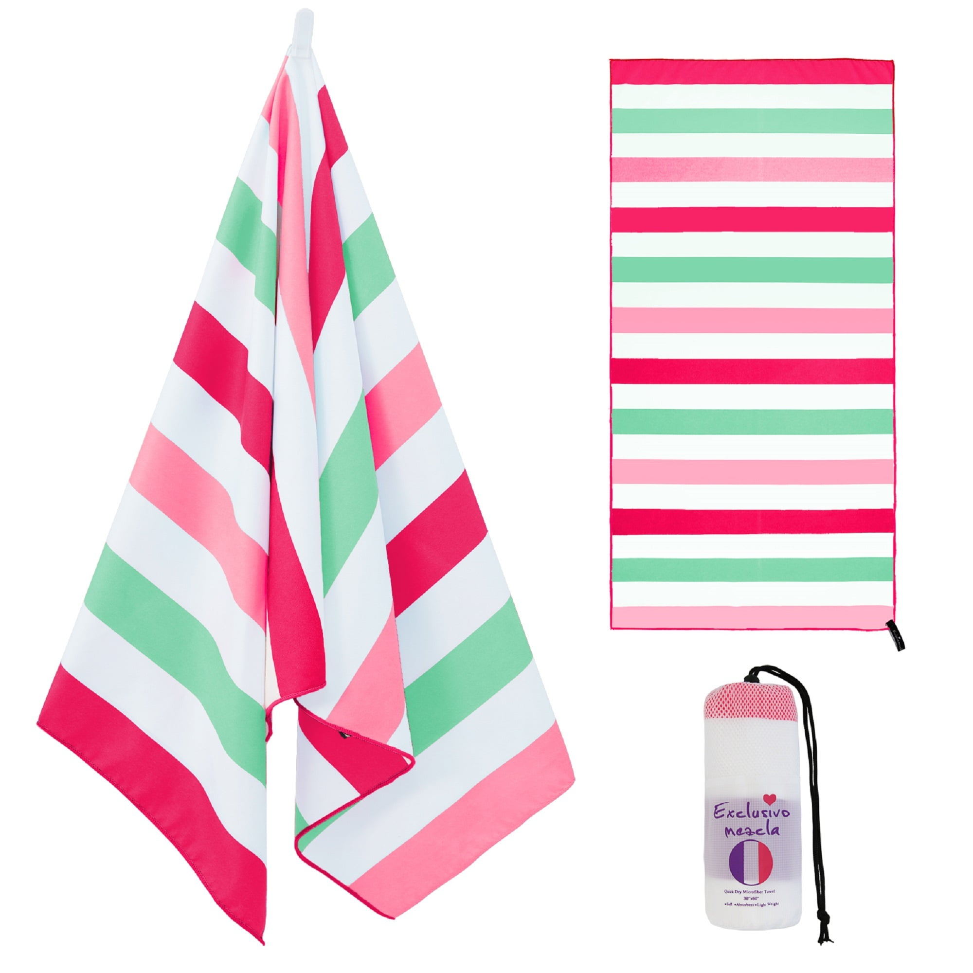 Exclusivo Mezcla Microfiber Quick Dry Beach Towel, Oversized Sand Free Beach Towel for Travel