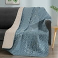 thumbnail image 1 of Exclusivo Mezcla Microfiber Quilted Throw Blanket, Flower Pattern Throw Blanket for Bed/ Couch/ Sofa, Soft and Lightweight (50"x 60", Stone Blue), 1 of 6