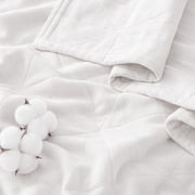 Exclusivo Mezcla 100% Cotton 4 Layers Muslin Throw Blanket for Couch, Moisture-wicking and Breathable Gauze Blanket with Geometric Pattern for Year Round Comfort, 50"x60", Pure White