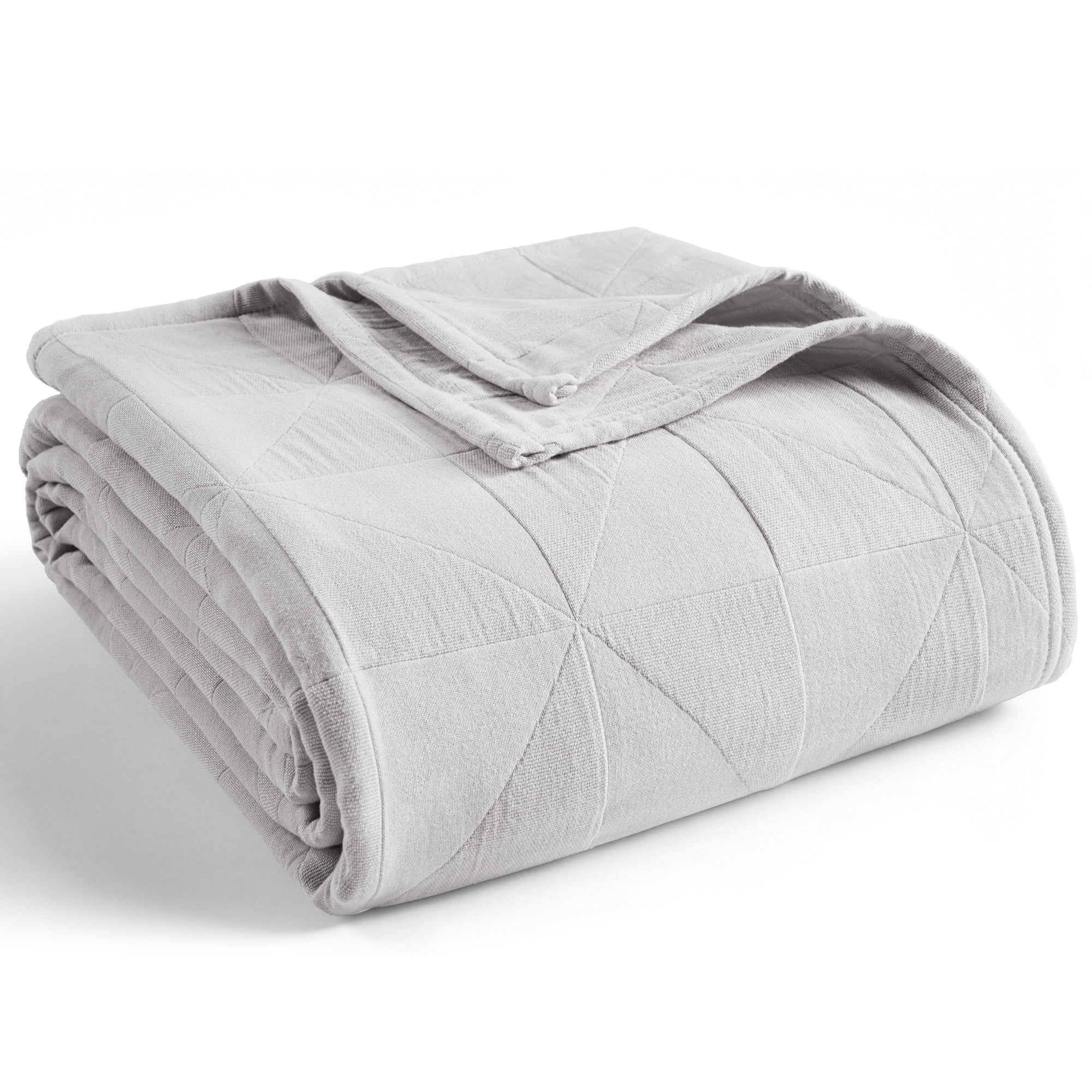 Exclusivo Mezcla 100% Cotton 4 Layers Muslin Twin Blanket for Dorm, Moisture-wicking and Breathable Gauze Blanket with Geometric Pattern for Year Round Comfort, 60"x80", Light Grey