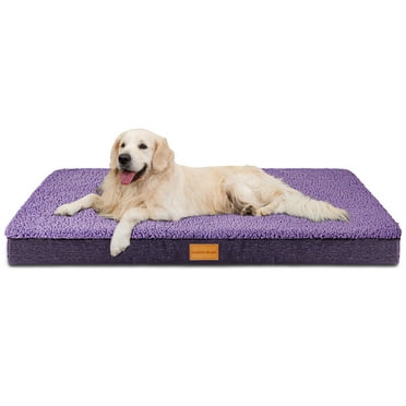 Exclusivo Mezcla Orthopedic Pet Bed for Extra Large Dogs, 48"X30" Purple Dog Beds, Removable Washable Cover