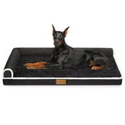 Exclusivo Mezcla Orthopedic Pet Bed for Extra Large Dogs, 48"X30" Waterproof L Shaped Sofa Dog Bed, Black